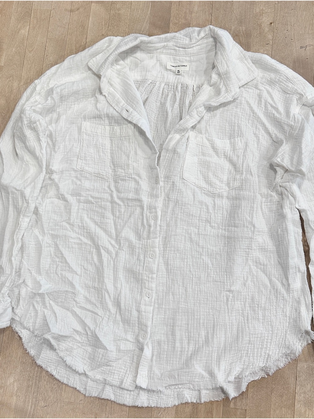Thread & Supply White Lightweight Gauze Button-Down Shirt